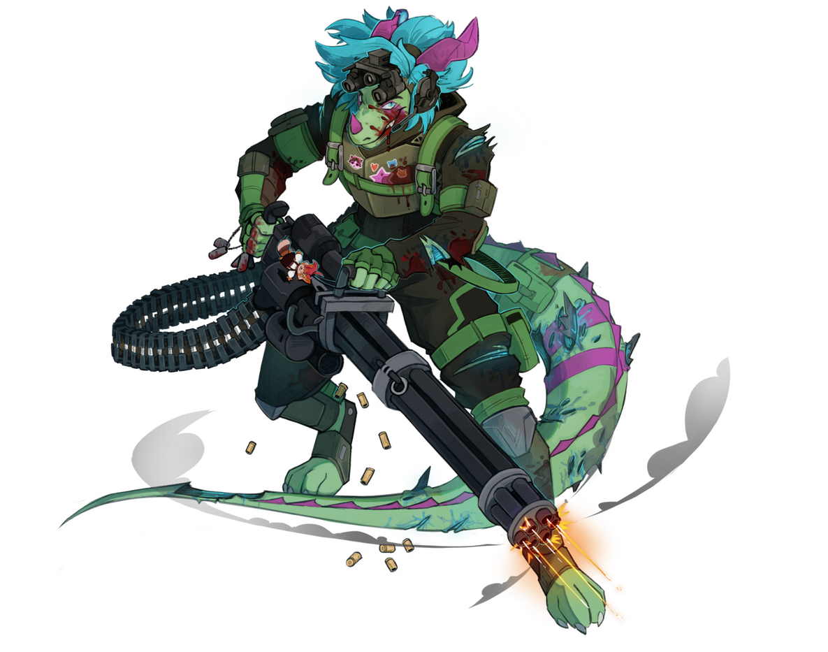 an example of a flat colour/grayscaled full body